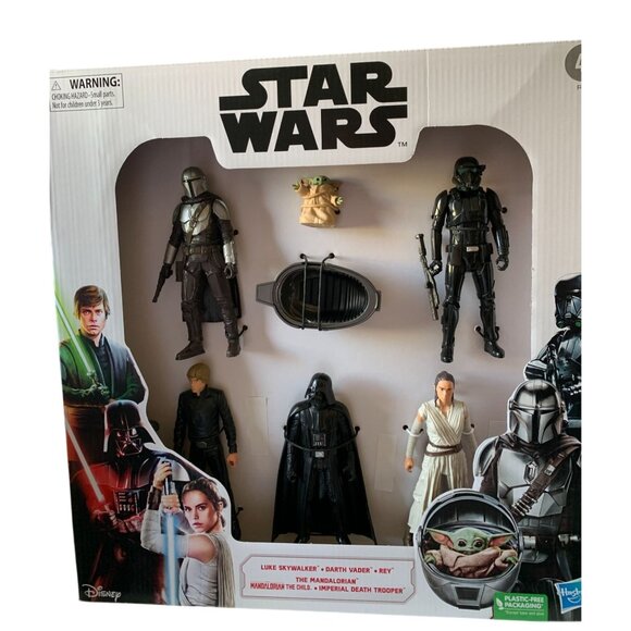 Star Wars Action Figures 6 Pack Set Featuring Luke Skywalker Darth Vader Rey The - Picture 1 of 5